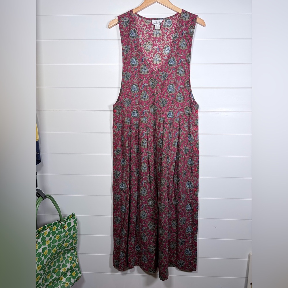 Via Sant Andrea Floral Sleeveless Dress Red and Blue Size 12 Tall